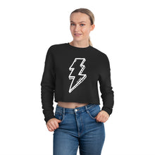 Load image into Gallery viewer, White Bolts Cropped Fleece Sweatshirt