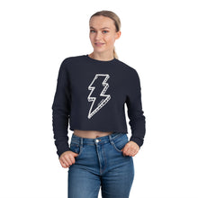 Load image into Gallery viewer, White Bolts Cropped Fleece Sweatshirt